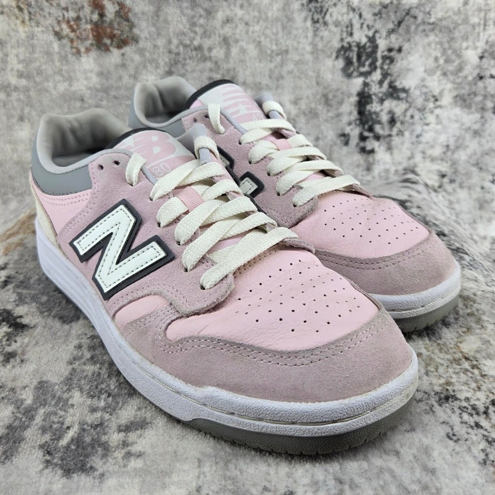 New Balance 480 Sneakers Women 9 D Wide Pink Grey Suede Leather Low Top BB480LTH